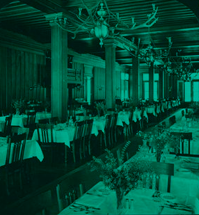 Dining Room, Tahoe Tavern, Lake Tahoe. 1865?-1905?