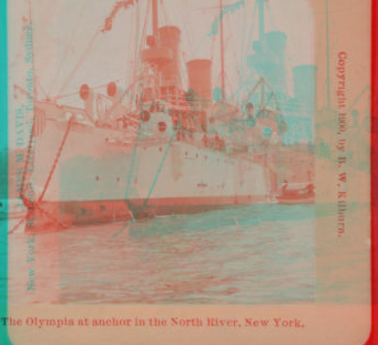 The Olympia at ancor in the North River, New York. [1858?-1915?] c1900