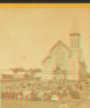 [View of an unidentified church and congregation.] 1859?-1885?