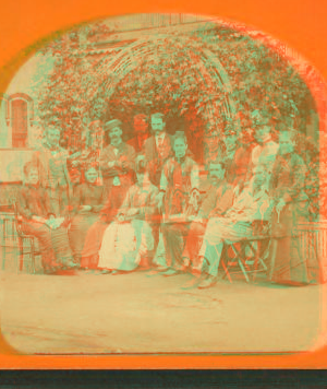 [Group portrait in front of Vine Cottage.] 1865?-1885?