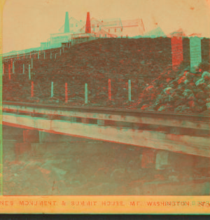 Lissie Bourne's Monument and Summit House, Mt. Washington. 1860?-1903? [ca. 1875]