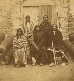 Group of the 3 most celebrated Indian Chiefs and 2 women prisoners, confined in the Old Spanish Fort. 1868?-1890? [1875-1878]