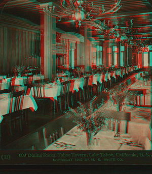 Dining Room, Tahoe Tavern, Lake Tahoe. 1865?-1905?