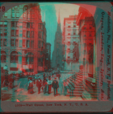 Wall Street, New York, U.S.A.[street scene, Trinity Church in background]. 1865?-1905? [ca. 1890]