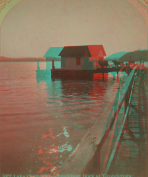 Lake Champlain. Steamboat dock at Ticonderoga. [1860?-1885?]