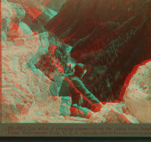 Ten Miles of yawning chasm - down the caÒon from Inspiration Point, Yellowstone Park, U.S.A. 1901, 1903, 1904