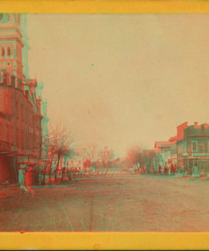 [Street view in the front of the courthouse, Columbus, Indiana.] 1865?-1925? 187-