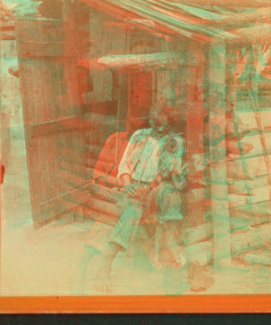 Happy little Bob and his fiddle.  [Man playing fiddle in front of cabin.] 1868?-1900?