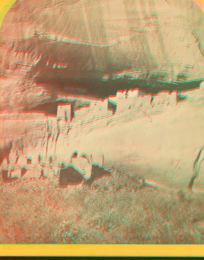 Ruins in CaÒon de Chelle, N.M., in a cavity in the wall, 80 ft. above present bed of caÒon. 1873