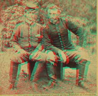 Lt. Washington, a Confederate prisoner, and Capt. Custer, U.S.A.