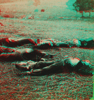 Federal soldiers as they fell, at battle of Gettysburg.