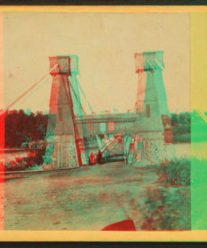 Suspension bridge from  St. Anthony's Falls to Minnesota. 1859-1890?