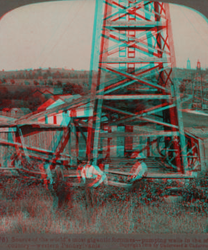 Source of the world's most gigantic fortune, pumping wells in the oil country, Pennsylvania. [1860?-1910?]