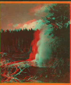 Riverside Geyser in eruption. 1876