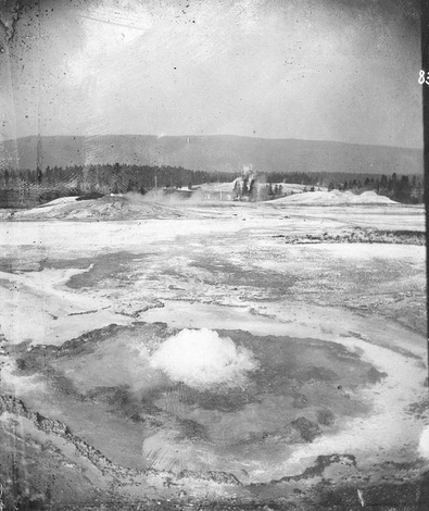 Yellowstone National Park, Wyoming. Upper Geyser Basin near Grand Geyser. U.S. Geological and Geographical Survey of the Territories (Hayden Survey).