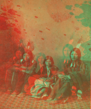 [Studio portrait of three Native American children in tradtional clothing.] 187- 1865?-1885?