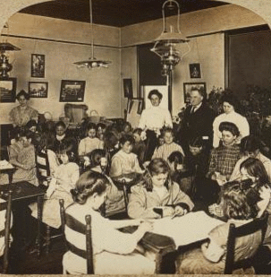 One of the Proximity Cotton Mill sewing classes. Greensboro, N. C. 1909