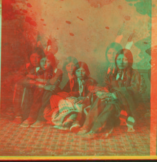 [Studio portrait of three Native American children in tradtional clothing.] 187- 1865?-1885?