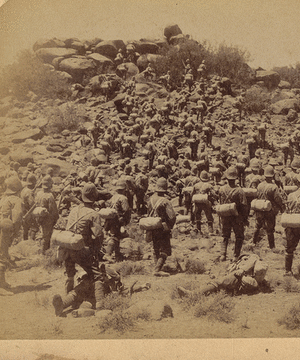 Gallant storming of a Boer kopje by the Suffolks, at Colesberg, S. A., Dec. 31st - praised by Gen. French