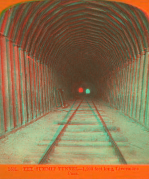 The Summit Tunnel, 1,200 feet long, Livermore Pass. 1868?-1875?