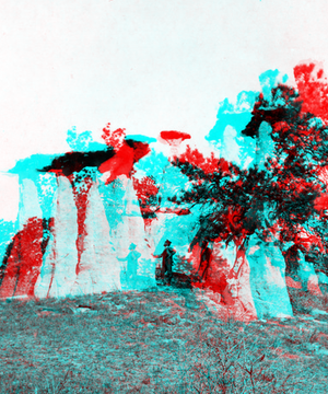 View in Monument Park, curiously eroded sandstone. El Paso County, Colorado. 1870.