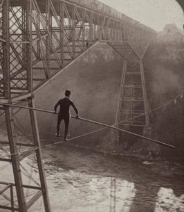 Dixon crossing Niagara below the Great Cantilever Bridge, U.S.A. 1895-1903