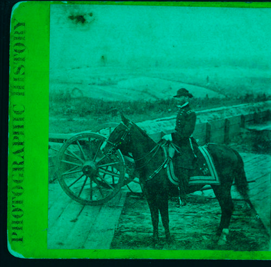 Maj. Gen. W. T. Sherman and horse.  This view was taken in the trenches before Atlanta, Ga.