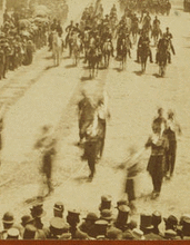 Sherman's Grand Army.  Looking up Pennsylvania Ave. from the Treasury Building, Maj. Gen. Logan and staff and Army of Tennessee passing in review.