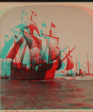 Columbus' flagship "Santa Maria," Columbus Naval parade, New York Harbor, U.S.A. c1896 [1858?-1915?]