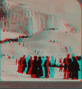 The Great Mountain of frozen spray, below the ice-bound American Falls. 1895-1903