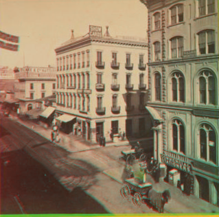 Corner, Montgomery and Sacramento Sts., San Francisco. 1867 1860?-1907