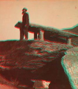 [View of a man looking down from the top of the rock,  Harper's Ferry.] 1859?-1885?