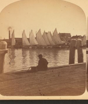 Pleasure boat at Banisters Wharf. 1859?-1885?