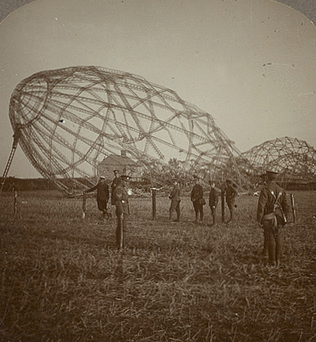 The Wrecked Zeppelin Brought Down by our Aviators near the Coast of Essex