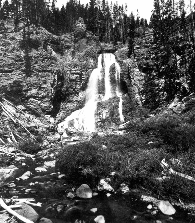 Yellowstone National Park, Wyoming. Crystal Falls on Cascade Creek. 1871. U.S. Geological and Geographical Survey of the Territories (Hayden Survey).