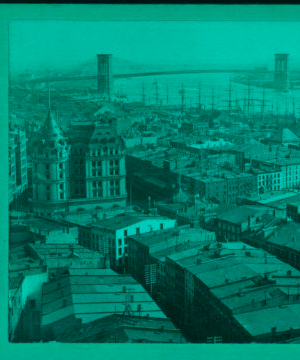 East River, showing Brooklyn Bridge, New York. [1867?-1910?]