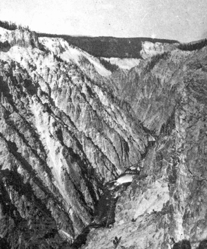 Yellowstone National Park, Wyoming. Grand Canyon of the Yellowstone, viewed from the east side. 1871