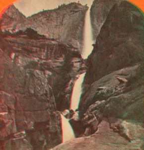 Yosemite Falls from top of lower Falls, Yosemite Valley, Cal. 1870?-1883?