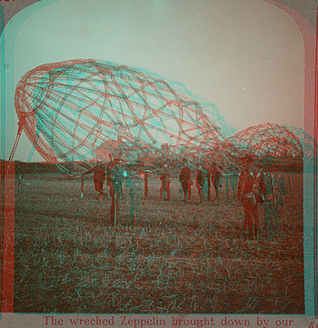 The Wrecked Zeppelin Brought Down by our Aviators near the Coast of Essex