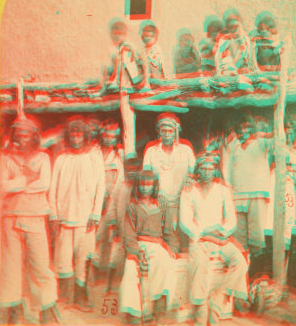 Group of Zuni Indian "braves," at their pueblo, N.M. 1873