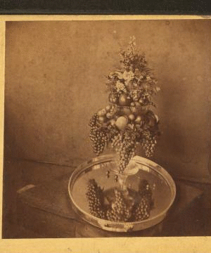 Pomona [a bowl of fruit]. Contribution of Mr. J.E. Mitchel to Horticultural Exhibition, 1860. 1860?-1876