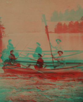 [Boating and fishing on Lake George.] [1860?-1895?]