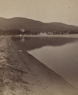 Caldwell from beach, east of Ft. Wm. Henry Hotel, Lake George. [1870?-1885?]