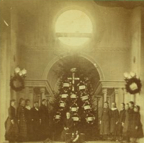 Christians christmas tree, Congregational Church. 1869?-1880?