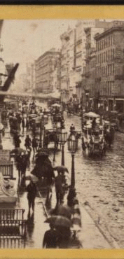 Broadway on a rainy day. 1860?-1875? [ca. 1860]