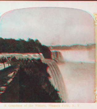 Grandeur of the waters, Niagara Falls, N.Y. [Hand-colored view.] 1860?-1905