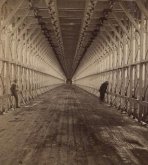 Suspension Bridge at Niagara - The Interior. [1863?-1880?]